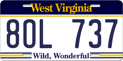 WV license plate 8OL737