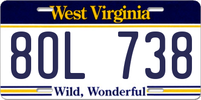 WV license plate 8OL738