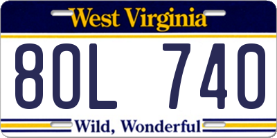 WV license plate 8OL740