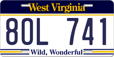 WV license plate 8OL741