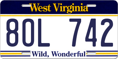 WV license plate 8OL742