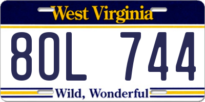 WV license plate 8OL744