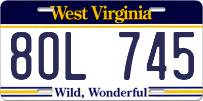 WV license plate 8OL745