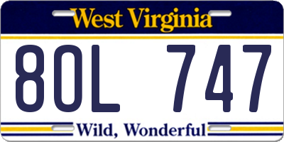 WV license plate 8OL747
