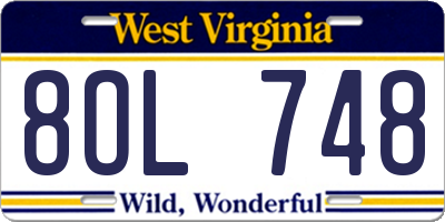 WV license plate 8OL748