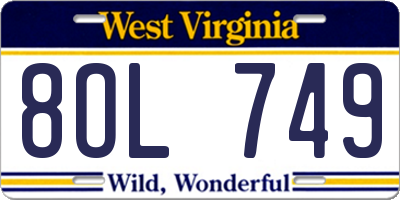 WV license plate 8OL749