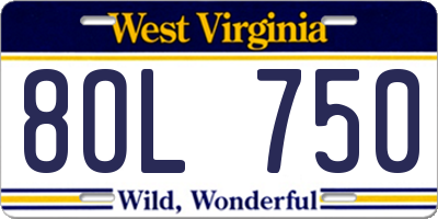 WV license plate 8OL750