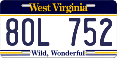 WV license plate 8OL752