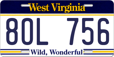 WV license plate 8OL756
