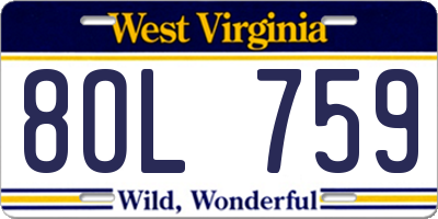 WV license plate 8OL759