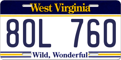 WV license plate 8OL760