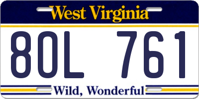 WV license plate 8OL761