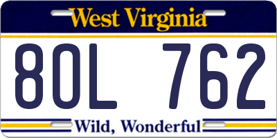 WV license plate 8OL762