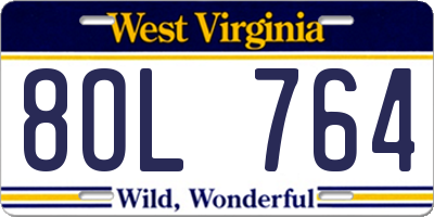 WV license plate 8OL764