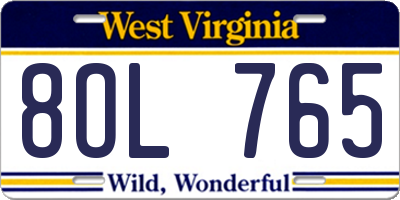 WV license plate 8OL765