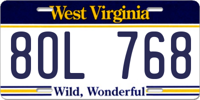 WV license plate 8OL768
