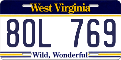 WV license plate 8OL769