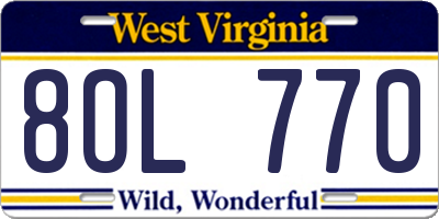 WV license plate 8OL770