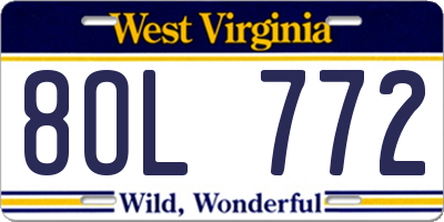 WV license plate 8OL772