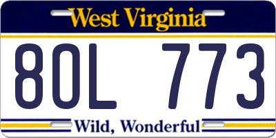 WV license plate 8OL773