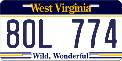 WV license plate 8OL774