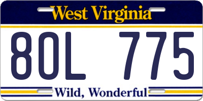 WV license plate 8OL775