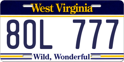 WV license plate 8OL777