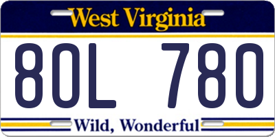 WV license plate 8OL780