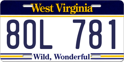 WV license plate 8OL781