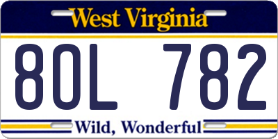 WV license plate 8OL782