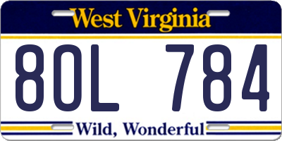 WV license plate 8OL784