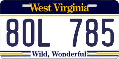 WV license plate 8OL785