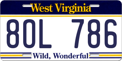 WV license plate 8OL786
