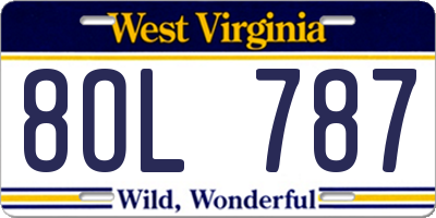 WV license plate 8OL787