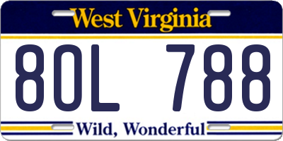 WV license plate 8OL788