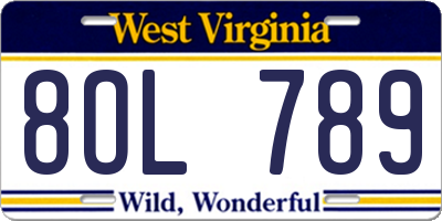WV license plate 8OL789