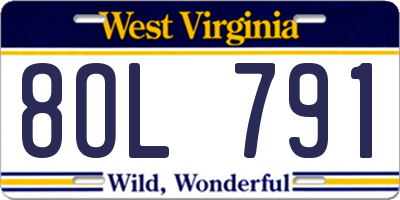 WV license plate 8OL791
