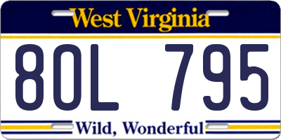 WV license plate 8OL795