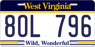 WV license plate 8OL796