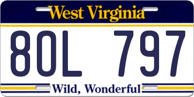 WV license plate 8OL797