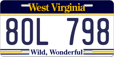 WV license plate 8OL798