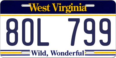 WV license plate 8OL799