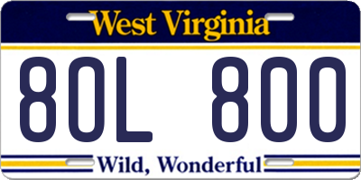 WV license plate 8OL800