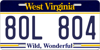 WV license plate 8OL804
