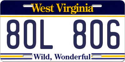 WV license plate 8OL806