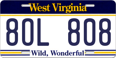 WV license plate 8OL808