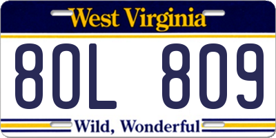 WV license plate 8OL809