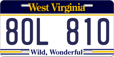 WV license plate 8OL810