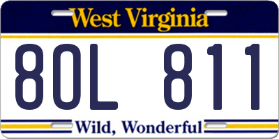 WV license plate 8OL811