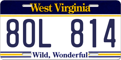 WV license plate 8OL814